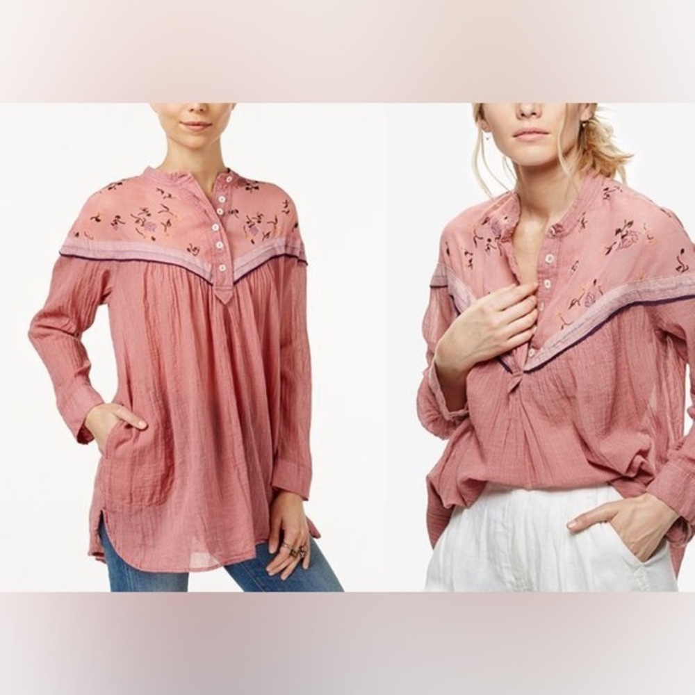 Free People Hearts And Colors Printed Top / Shirt Women's